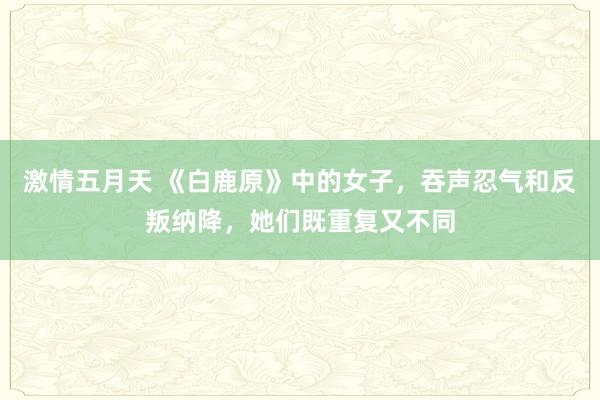 激情五月天 《白鹿原》中的女子，吞声忍气和反叛纳降，她们既重复又不同