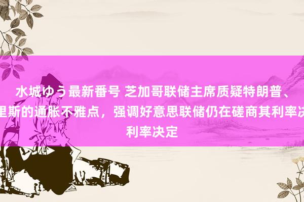 水城ゆう最新番号 芝加哥联储主席质疑特朗普、哈里斯的通胀不雅点，强调好意思联储仍在磋商其利率决定