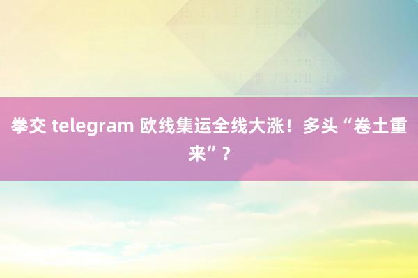 拳交 telegram 欧线集运全线大涨！多头“卷土重来”？