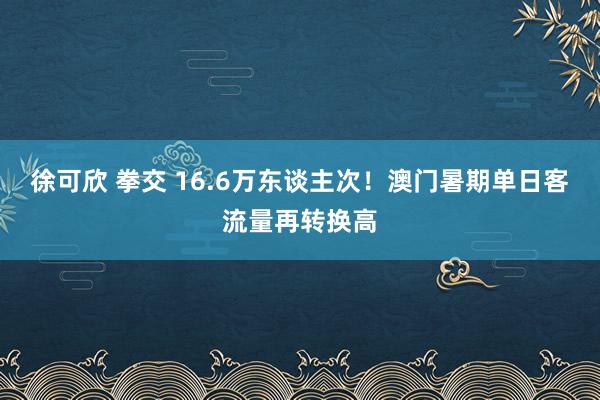 徐可欣 拳交 16.6万东谈主次！澳门暑期单日客流量再转换高