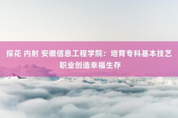 探花 内射 安徽信息工程学院：培育专科基本技艺 职业创造幸福生存