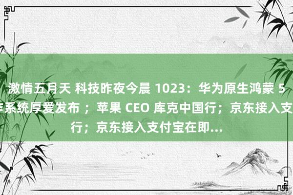 激情五月天 科技昨夜今晨 1023：华为原生鸿蒙 5.0 移动操作系统厚爱发布 ；苹果 CEO 库克中国行；京东接入支付宝在即...